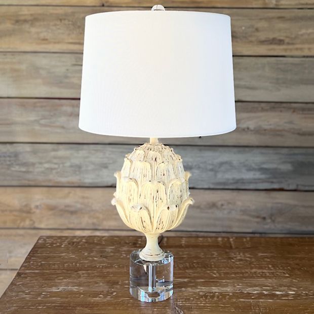 Distressed Artichoke Base Table Lamp Set of 2