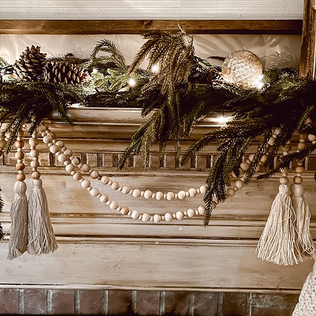 Double Wood Bead Garland 20 Inch Set of 3