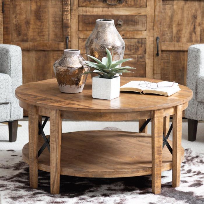 Farmhouse Two Tier Round Coffee Table