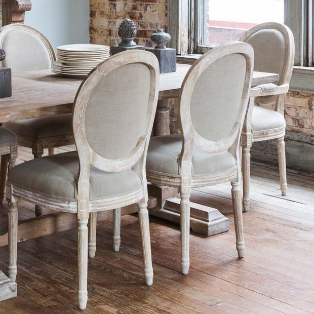 Farmhouse White Washed Dining Chair Set, Pictures Of Farmhouse Dining Room Chairs