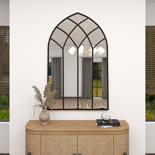 Gothic Cathedral Style Arched Wall Mirror Antique Farmhouse