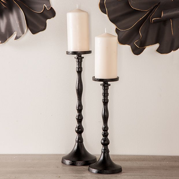 Gothic Grace Black Metal Candle Holders Set of 3