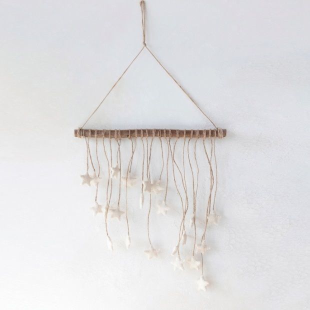 Hanging Stars Wood and Jute Wall Decor | Antique Farmhouse