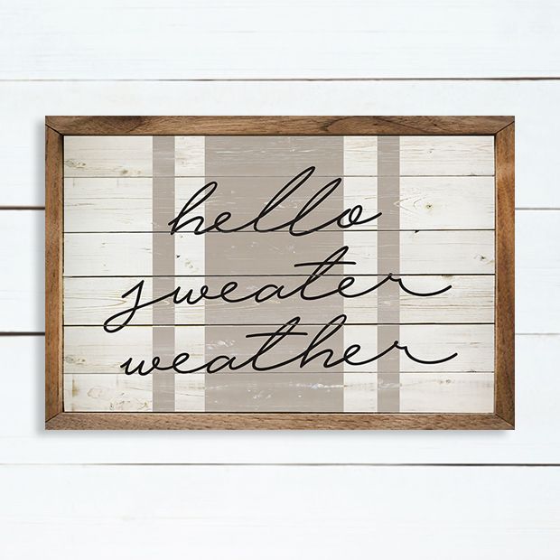 O Sweater Weather Stripe Whitewash Wall Art Antique Farmhouse - Whitewashed Wall Art