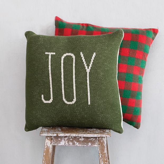 Melrose Beaded Joy and Noel Holiday Pillow (Set of 2)