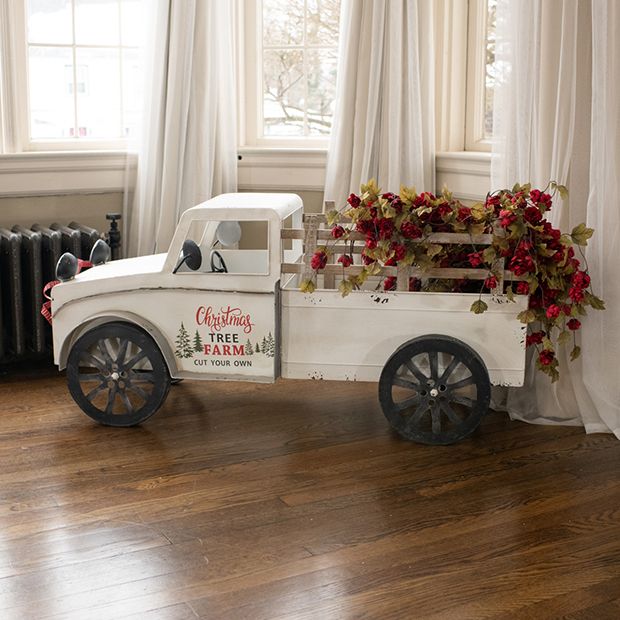 Large Metal Vintage Tree Farm Truck Antique Farmhouse
