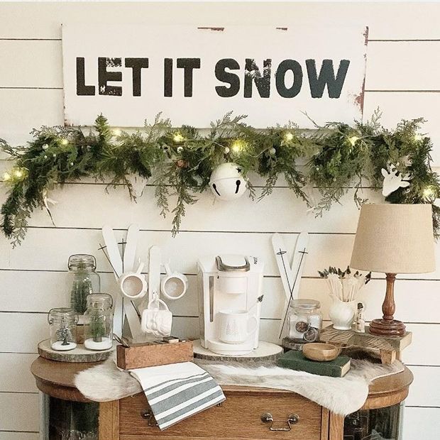 Let It Snow Wrapped Canvas Wall Sign | Antique Farmhouse