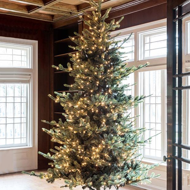 Lighted Blue Spruce Tree Antique Farmhouse