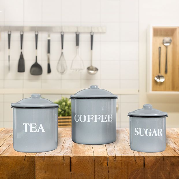Steelware Central Kitchen Canister Set of 3 Sugar Coffee Tea with Lids Food