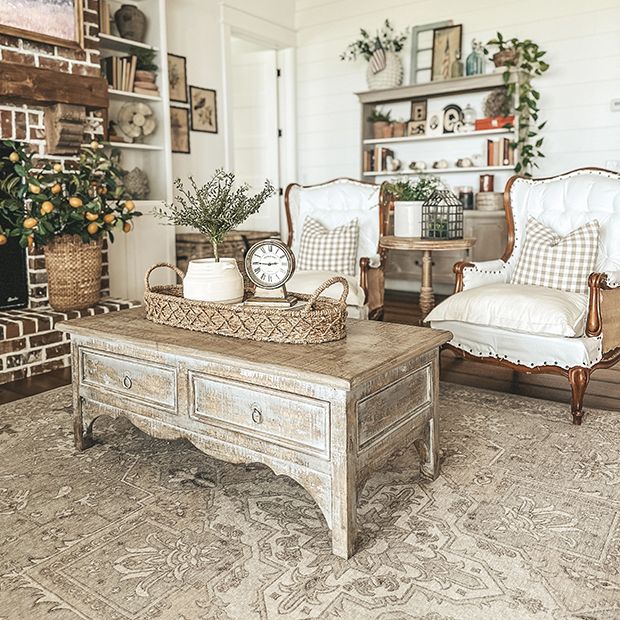 Painted Cottage Style Coffee Table Antique Farmhouse
