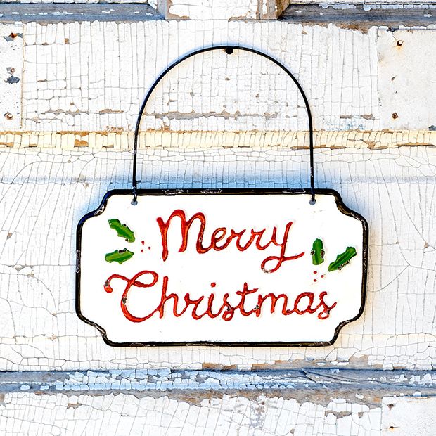 Painted Metal Merry Christmas Sign | Antique Farmhouse