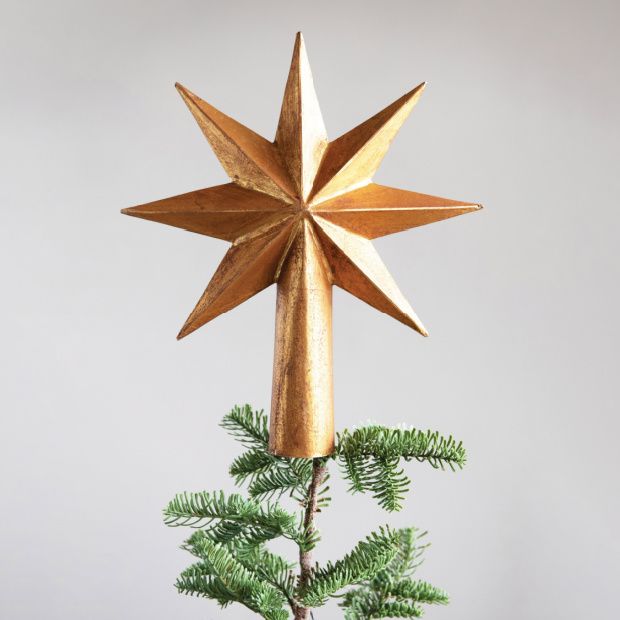 Image of Farmhouse Paper Mache Holiday Star Tree Topper