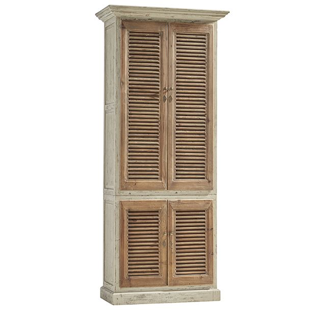 Reclaimed Pine Cabinet With Louvered Doors | Antique Farmhouse