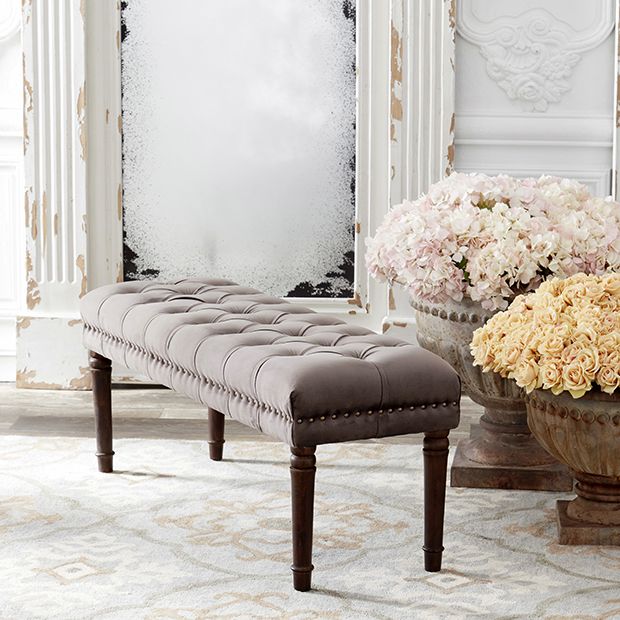 Regal Tufted Cushion Wood Bench