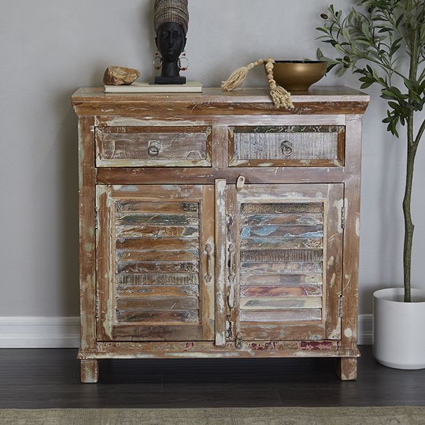 Rustic 2 Door Accent Cabinet Antique Farmhouse