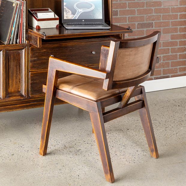 Rustic Modern Distressed Leather Armchair Antique Farmhouse