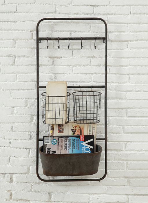Basket and hook wall organizer cheap