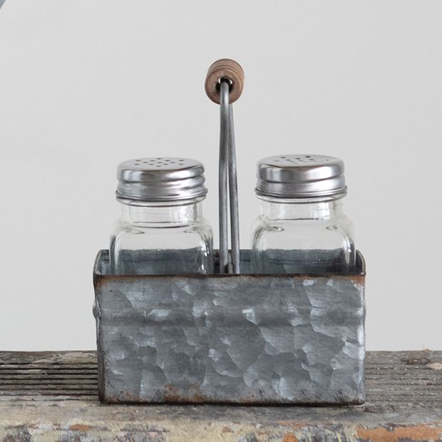 Speckle Salt and Pepper Shakers with Caddy