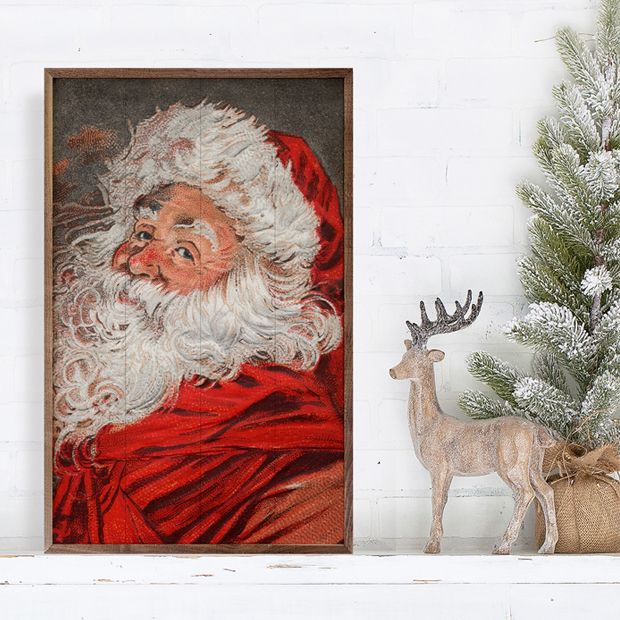 Santa In Red Framed Wall Art | Antique Farmhouse