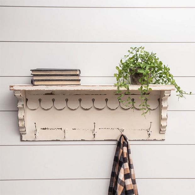 Ledge shelf sales with hooks