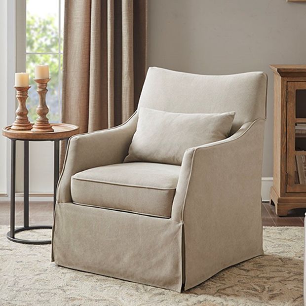 Skirted Swivel Armchair Antique Farmhouse