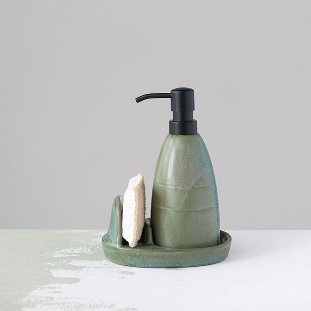 Barnyard Designs Ceramic Dish Soap Dispenser with Sponge Holder