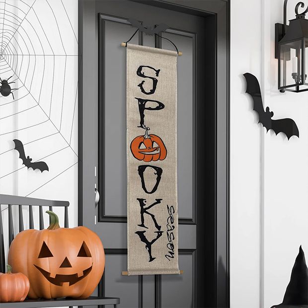 Spooky Hanging Halloween Canvas Door Sign Set of 2 | Antique Farmhouse