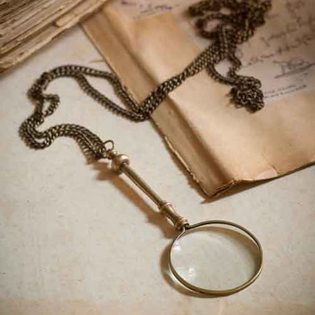 Vintage Inspired Magnifying Glass With Chain Set of 2 Antique