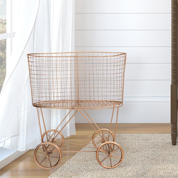 Rolling metal laundry 2025 basket