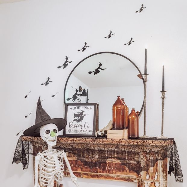 Vinyl Witch And Broom Wall Decal Bundle | Antique Farmhouse