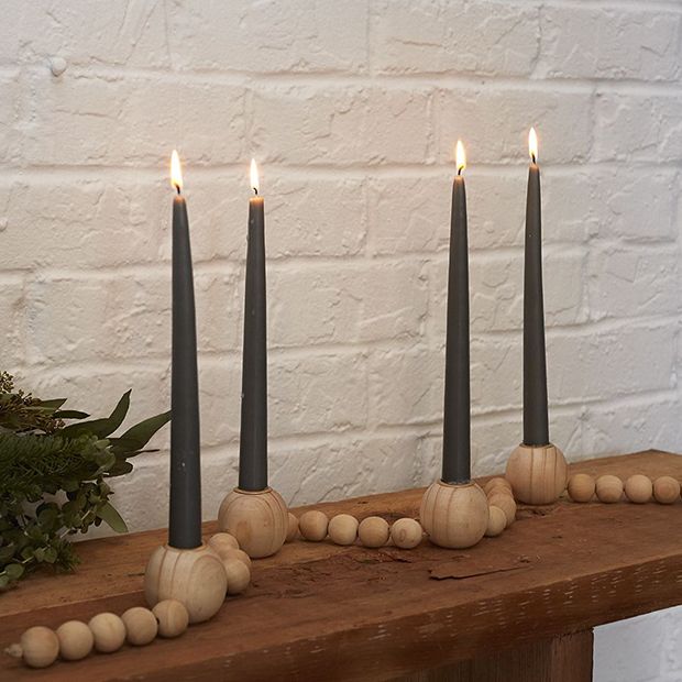 Wooden Bead Candle Holder Garland Set of 2