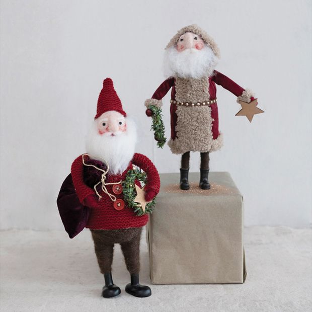 Wool Felt Standing Santa Set of 2 | Antique Farmhouse