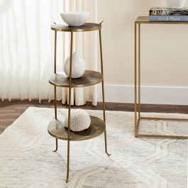 Three Sided Table Rounded 3 Tier Round Side Table | Antique Farmhouse