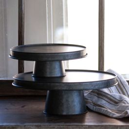 Black Washed Decorative Pedestal Riser 9.5 Inch Diam | Antique Farmhouse