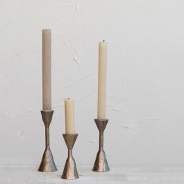 Brass Finish Forged Iron Taper Holders Set of 3 | Antique Farmhouse