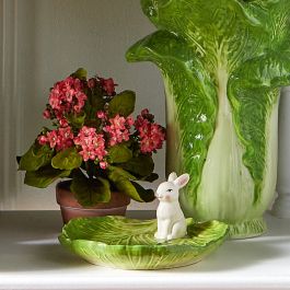 Cabbage Bunny Ceramic Platter | Antique Farmhouse