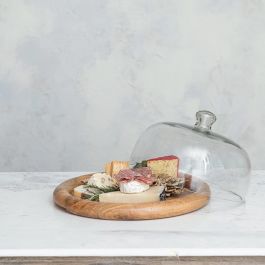 Glass Dome Cloche On Round Wood Plate | Antique Farmhouse