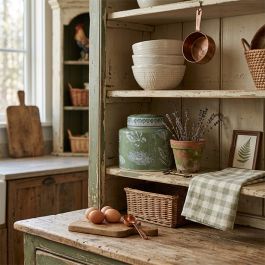 Glazed Botanical Green Ginger Jar with Lid | Antique Farmhouse