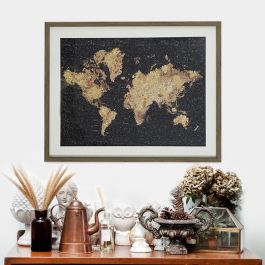 Gold Leaf Continents Map Wall Art | Antique Farmhouse