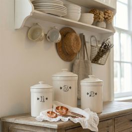 Lidded Ironstone Kitchen Canisters Set of 3