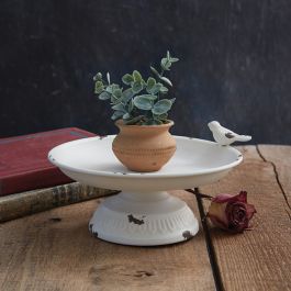 Metal Pedestal Riser With Bird Accent | Antique Farmhouse
