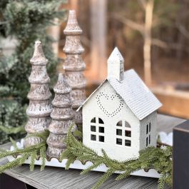 Quaint Country Church House Tealight Holder | Antique Farmhouse