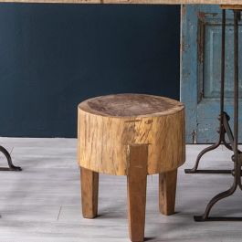 Round Butcher Block Side Table | Antique Farmhouse