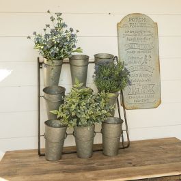 Rustic Chic 9 Pot Wall Rack | Antique Farmhouse