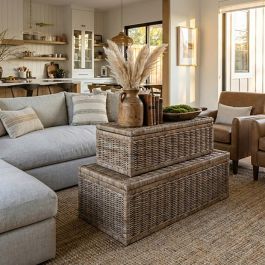 Rustic Sofa Storage Rustic Rattan Storage Chest Set of 2 | Antique Farmhouse