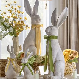 Skinny Rabbit with Ribbon Set of 2 | Antique Farmhouse