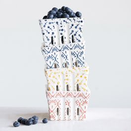 Stamped Stoneware Berry Baskets Set of 4