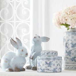 Weathered Terra Cotta Rabbit Set of 2 | Antique Farmhouse