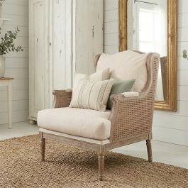 ウィービング素材のアームチェア Woven Cane Cushioned Arm Chair | Antique Farmhouse