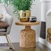 Woven Water Hyacinth Side Table | Antique Farmhouse